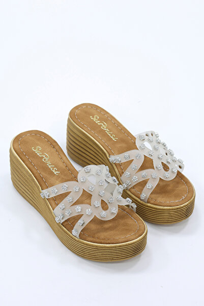 kajal ayakkabı Sup 2002 Stone Buckle Detailed Padded Sole Slippers