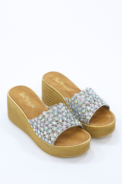 kajal ayakkabı Sup 2004 Stone Detailed Padded Sole Slippers