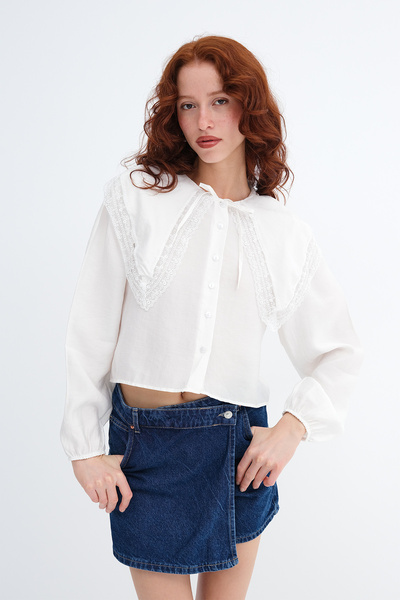 Addax Βρεφικό πουκάμισο με δαντέλα στο γιακά G0539