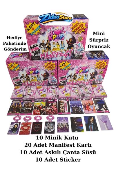 Emrah Gültekin K-pop Manifest Kart Seti 10 Mini Paket 20 Kart 10 Sticker 10 A...
