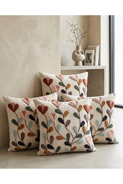 menesahome Σετ 4 μαξιλαροθήκες με μοτίβο καρδιάς, ψηφιακή εκτύπωση και μποέμ ...