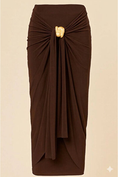 CNG MODA Χρυσή φούστα με επένδυση με αγκράφα