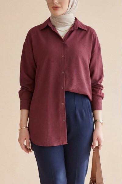 Modamorfo Μοντάλ πουκάμισο με μακριά κουμπιά στην πλάτη - μπορντό