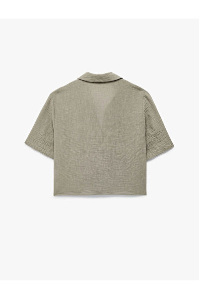 Koton Linen Look Khaki Women's Shirt 6Sak60069Pw