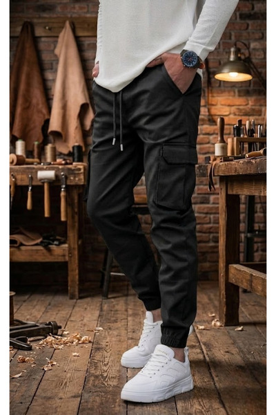 SERAZAT Ανδρικό παντελόνι Jogger από βαμβάκι υψηλής ποιότητας με ελαστική μέσ...