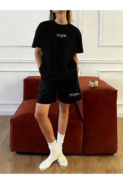 puolikuu Γυναικεία φόρμα oversize με σορτς, μπλουζάκι με στάμπα - με σορτς