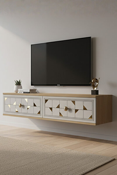 zetuna home TDA1207DBG DUVARA MONTAJ TV STAND, TV RAFI SAFİRMEŞE - BEYAZ - GO...