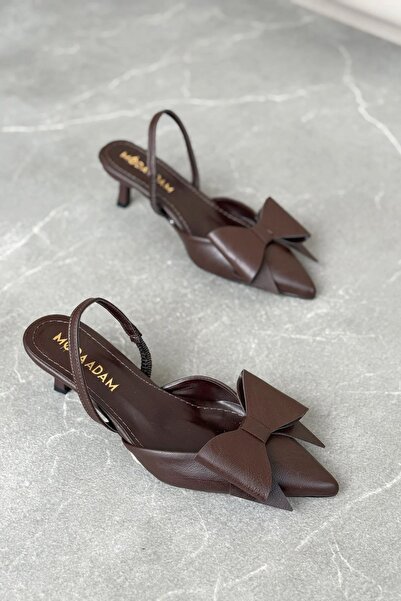 GOFFSHOES Γυναικεία παπούτσια Cupe με λεπτό κοντό τακούνι - Καφέ-Δερμάτινα