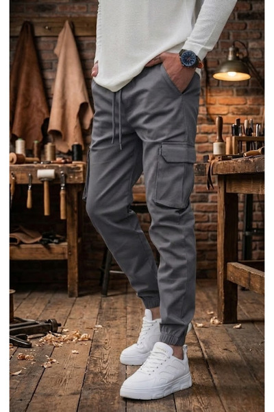 SERAZAT Ανδρικό παντελόνι Jogger από βαμβάκι υψηλής ποιότητας με ελαστική μέσ...