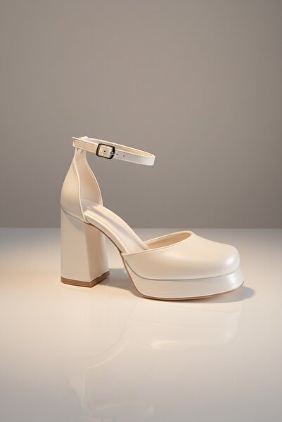 Modayak Νυφικά παπούτσια TAMER με ζώνη στον αστράγαλο, κλειστά μπροστά, χοντρ...