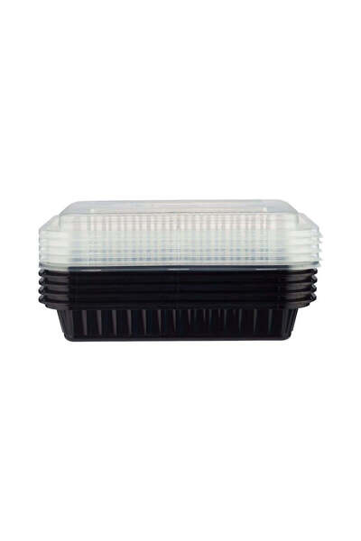 Hotpack Classique Range 5 pcs Rectangular Black Base Container with Lid 58 oz