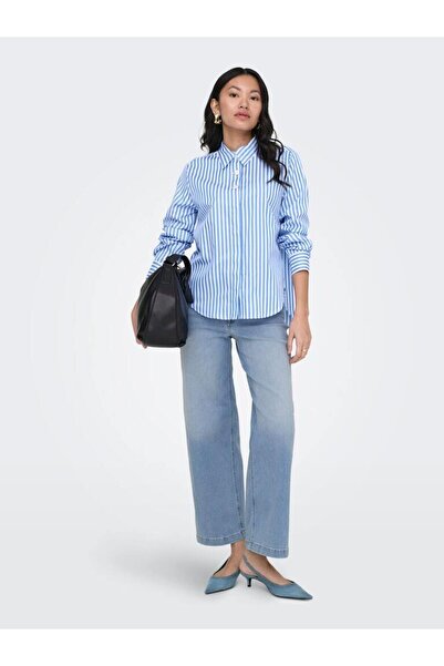 ONLY ONLMADISON BLUSH HW CP WD DNM CRO371NOOS بنطلون جينز أزرق للنساء - 15349022