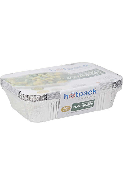 Hotpack 10 pcs Rectangular Aluminium Containers with Lid 1850 cc