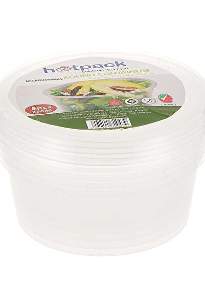 Hotpack 5 قطع من الحاويات المستديرة المناسبة للميكروويف سعة 250 مل