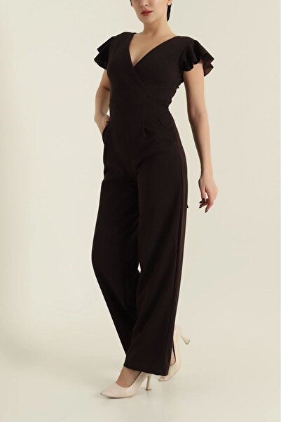 Coşkun GİYİM Γυναικεία Ολόσωμη Φόρμα με Βολάν και Μανίκια V Μπροστά και Πίσω ...