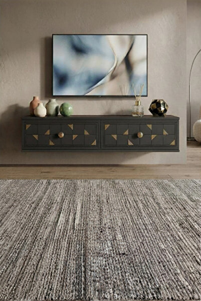 zetuna home TDA1207AG DUVARA MONTAJ TV STAND, TV RAFI ANTRASİT - GOLD 120CM