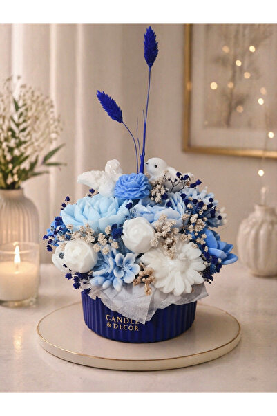 İB CANDLE&DECOR KUŞ DETAYLI ORGANİK SOYA MUMU KOKULU BUKET