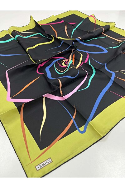 Armine Μεταξωτό Φουλάρι - 9115D-58 - Τίβιλ - Πράσινο Φιστικί-Μαύρο