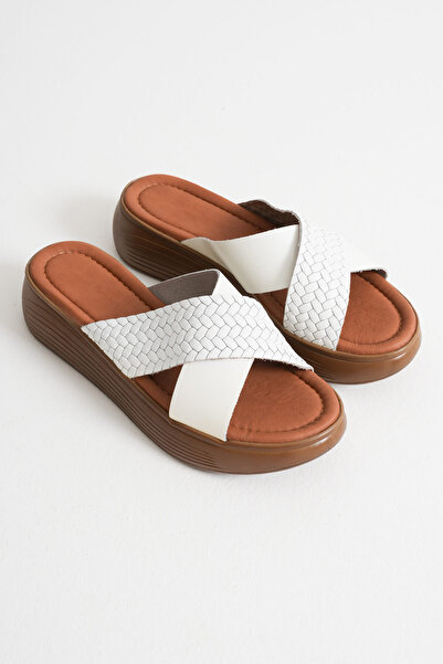 Zerenyus Dallas Premium Daily White Knitted Printed Γνήσιο Δέρμα Γυναικείες Π...