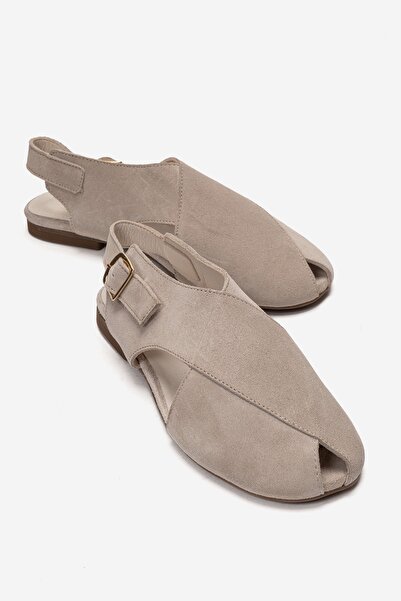 LuviShoes Γυναικεία σανδάλια MONARO από γνήσιο δέρμα σε μπεζ σουέντ