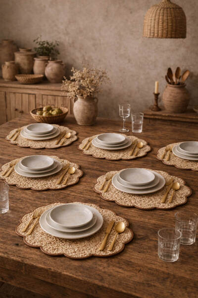 Anadolu Saray Σετ 6 τεμαχίων από πολυτελές δερμάτινο αμερικάνικο σερβίτσιο με...