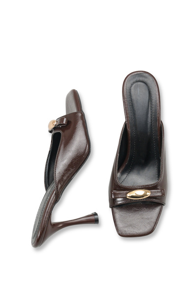 Bak Store Γυναικείες παντόφλες με τακούνι σε απόχρωση Bitter Brown, ματ, τσαλ...