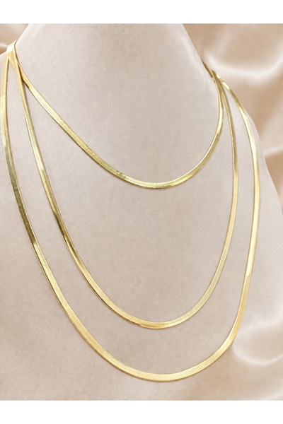 SERENİTY BİJUTERİ Xuping VIP 14K Gold Çelik İtalyan Ezme Zincir Kolye 60 cm