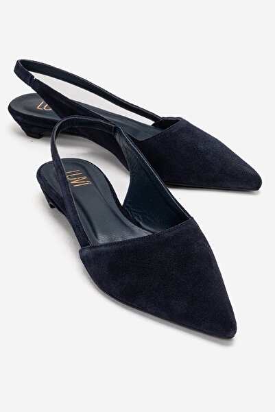 LuviShoes Γυναικεία παπούτσια με χαμηλό τακούνι BERLINA Navy Blue Suede από γ...