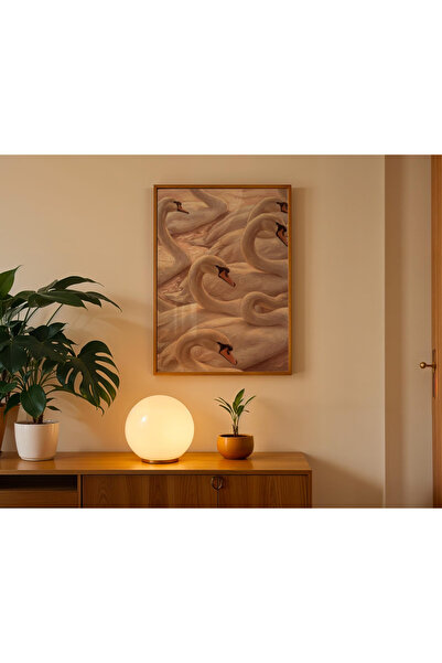 Tuba Decor Едноделна картина с дървена рамка: лебеди