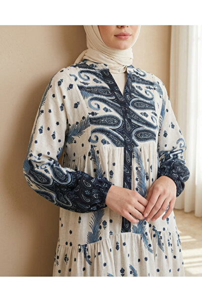 Modamorfo Γυναικείο μακρύ φόρεμα χιτζάμπ με σχέδια 2585 - Σκούρο μπλε