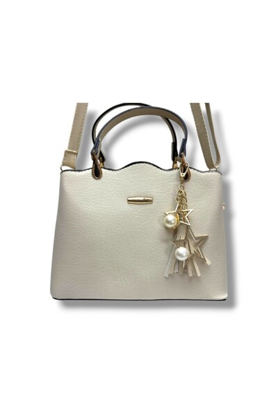 JANussi 2011-26 Δερμάτινη γυναικεία τσάντα με φούντες και λουράκια χεριού και...