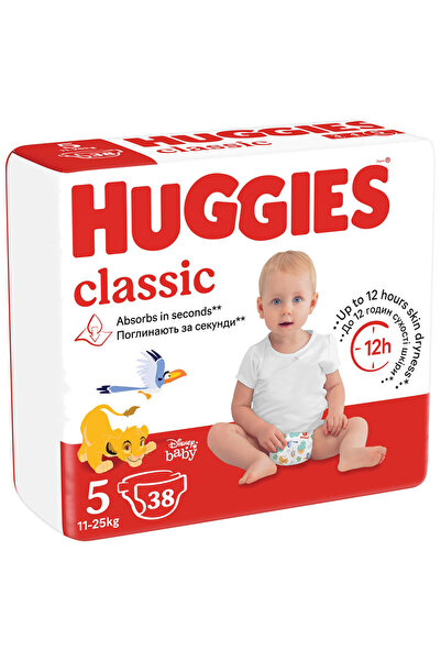Huggies Κλασικές πάνες Jumbo, μέγεθος 5, 11-25 κιλά, 38 τεμάχια