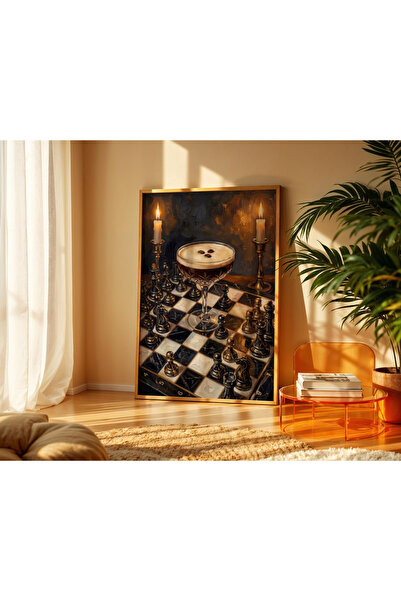 Tuba Decor Ενιαίο Ξύλινο Τραπέζι Σκάκι Μαρτίνι με Ξύλινο Πλαίσιο