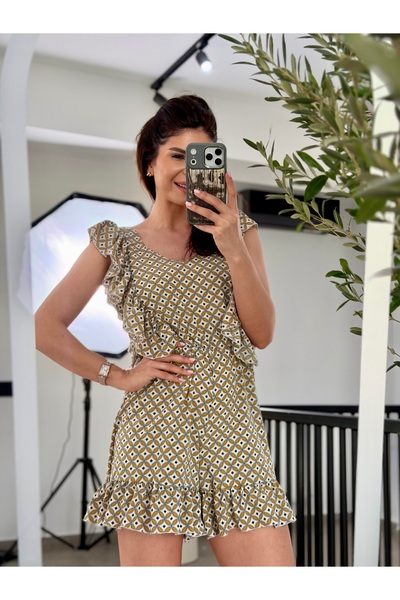 RAMONA BADESCU EXCLUSIVE Salopetă damă scurtă cu imprimeu – volane, spate dec...
