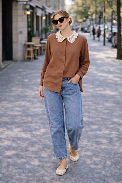 LINELLE Chestnut Brown Retro Vintage Shirt