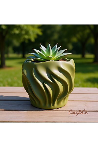 triora Dalgalı Model:dekoratif, minimalist, kaktüs, sükulent saksı 12cm yükse...
