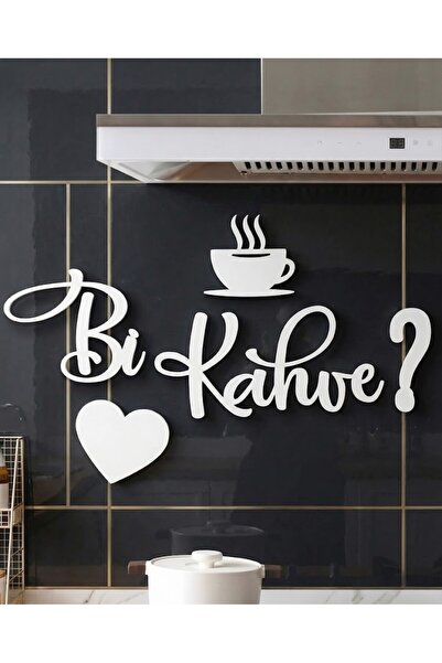 Kaplan Teknolojileri Bi Kahve Beyaz Ahşap Mutfak Görseli 5 Parça Yapışkanlı