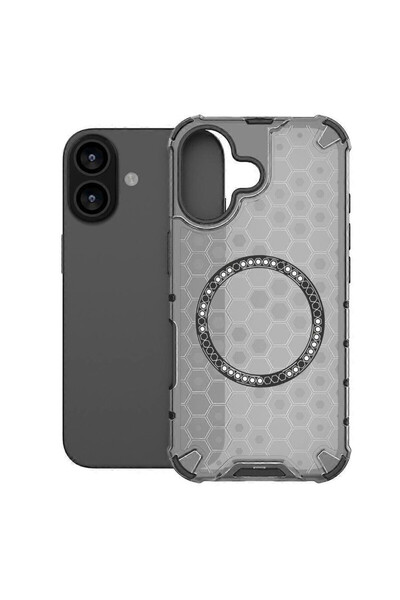 AUDIOX Husă tip fagure pentru iPhone 17, Magnetică, cu colțuri anti-cădere, GRI