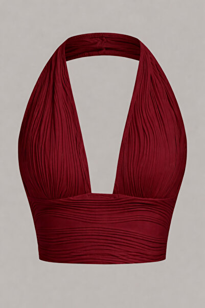 Wild Flower Elastic Halter Neck Cropped Low-Cut Blouse