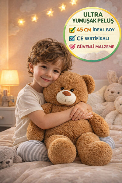 TOYFEST دمية دب قطيفة بطول 45 سم، دب بني كبير الحجم وناعم، معتمد من CE، رفيق ...