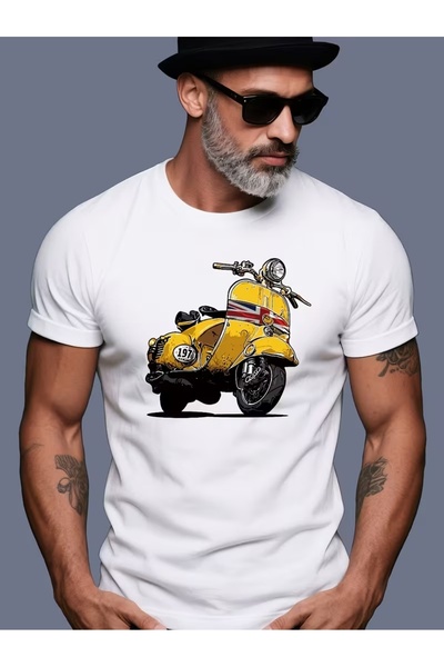 AEMİ Μπλουζάκι Unisex με στάμπα μοτοποδηλάτου, μεγάλου μεγέθους, με λαιμόκοψη...