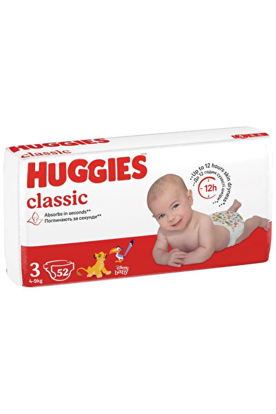 Huggies Κλασικές πάνες Τζάμπο αρ. 3, 4-9 κιλά, 52 τεμάχια