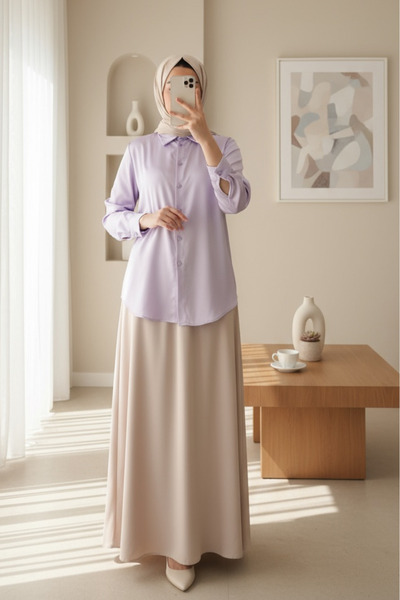 Modamorfo 3964 Ελαφρώς σατέν πουκάμισο - φούξια