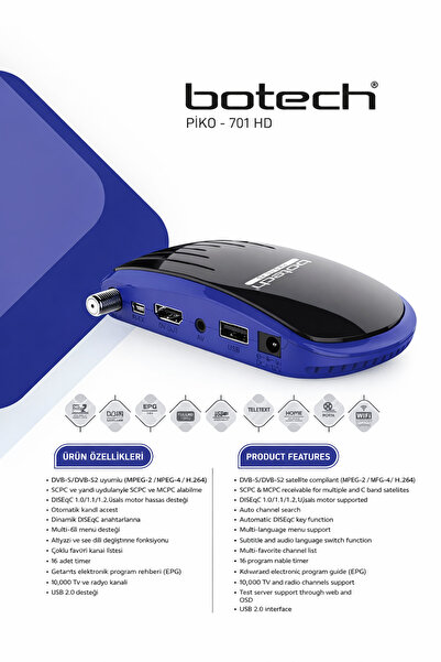 NEXT NEXTSTAR Botech - 701 HD Mini Uydu Alıcısı HDMI ve USB Bağlantı Özellikl...