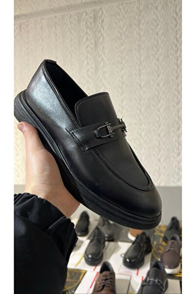 ŞIK ADAM Siyah Deri Klasik Erkek Ayakkabı – Metal Tokalı Şık Monk Strap Ayakkabı
