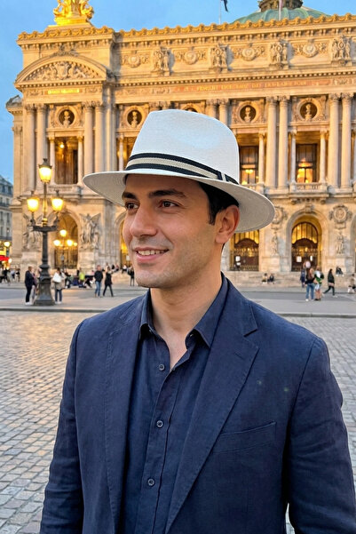 LAGRANZE Milano Men's Straw Fedora Hat
