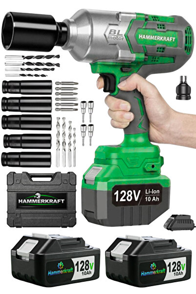 HAMMERKRAFT Japon Teknoloji Profosyonel 10Pilli Çift Akülü 1600Nm Darbeli Som...