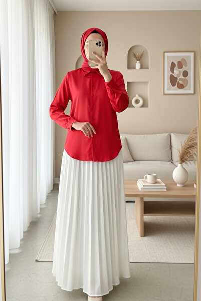 Modamorfo 3964 Ελαφρώς σατέν πουκάμισο - Claret Red