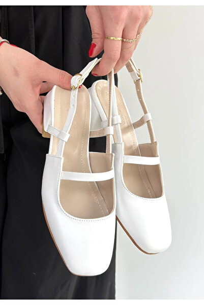 ARMÜZ Παπούτσια με τακούνι Liva White Skin