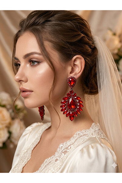 ESPEREST أقراط أريا ستايل مرصعة بحجر الكريستال لزي الزفاف